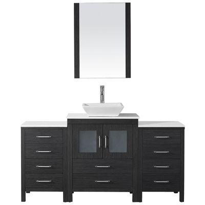 Virtu Bathroom Vanities, Single Sink Vanities, 50-70, Modern, Gray, Complete Vanity Sets, Dark, Modern, White Engineered Stone, Plywood Constuction with Veneer Exterior, Freestanding, Bathroom Vanity Set, 840166119570, KS-70064-S-ZG