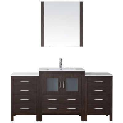 Virtu Bathroom Vanities, Single Sink Vanities, 50-70, Modern, Dark Brown, Complete Vanity Sets, Dark, Modern, White Ceramic, Plywood Constuction with Veneer Exterior, Freestanding, Bathroom Vanity Set, 840166119709, KS-70066-C-ES