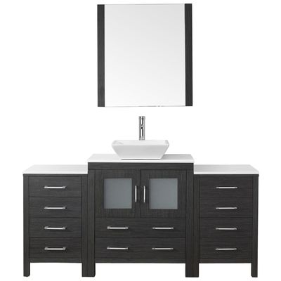 Virtu Bathroom Vanities, Single Sink Vanities, 50-70, Modern, Gray, Complete Vanity Sets, Dark, Modern, White Engineered Stone, Plywood Constuction with Veneer Exterior, Freestanding, Bathroom Vanity Set, 840166119785, KS-70066-S-ZG