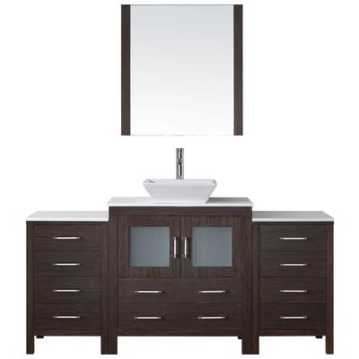 Virtu Bathroom Vanities, Single Sink Vanities, 50-70, Modern, Dark Brown, Cabinets Only, Dark, Modern, White Engineered Stone, Plywood Constuction with Veneer Exterior, Freestanding, Bathroom Vanity Set, 840166132579, KS-70068-S-ES-001