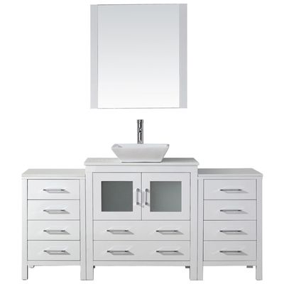 Virtu Bathroom Vanities, Single Sink Vanities, 50-70, Modern, white, Cabinets Only, Light, Modern, White Engineered Stone, Plywood Constuction with Veneer Exterior, Freestanding, Bathroom Vanity Set, 840166132586, KS-70068-S-WH-001