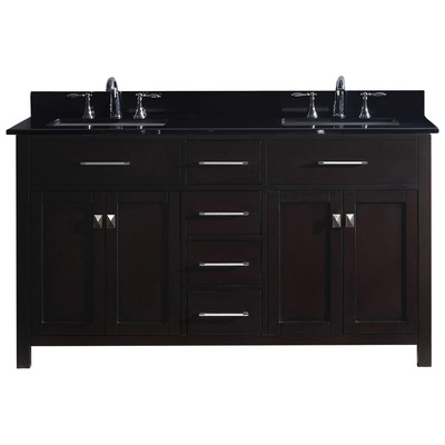 Virtu Bathroom Vanities, Double Sink Vanities, Dark Brown, With Top and Sink, Dark, Transitional, Solid wood frame construction, Freestanding, Bathroom Vanity Set, 840166104729, MD-2060-BGSQ-ES-001-NM