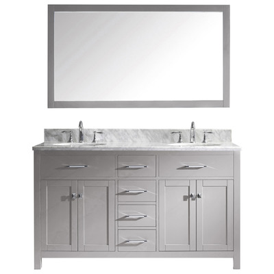 Virtu Bathroom Vanities, Double Sink Vanities, 50-70, Transitional, Gray, Light, Transitional, Solid wood frame construction, Freestanding, Bathroom Vanity Set, 840166153062, MD-2060-WMRO-CG-002