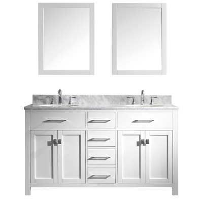 Virtu Bathroom Vanities, Double Sink Vanities, 50-70, Transitional, white, Complete Vanity Sets, Light, Transitional, Solid wood frame construction, Freestanding, Bathroom Vanity Set, 840166103388, MD-2060-WMRO-WH-020