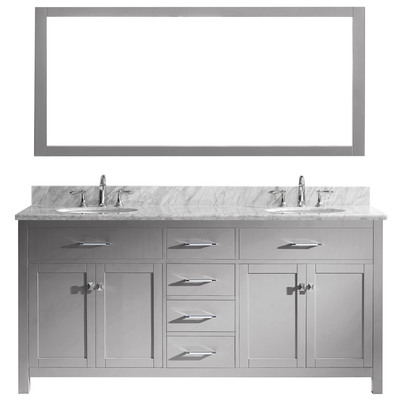 Virtu Bathroom Vanities, Double Sink Vanities, 70-90, Transitional, Gray, Complete Vanity Sets, Light, Transitional, Solid wood frame construction, Freestanding, Bathroom Vanity Set, 840166153123, MD-2072-WMRO-CG
