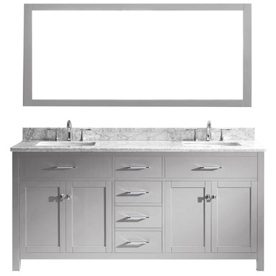 Virtu Bathroom Vanities, Double Sink Vanities, 70-90, Transitional, Gray, Light, Transitional, Solid wood frame construction, Freestanding, Bathroom Vanity Set, 840166153185, MD-2072-WMSQ-CG-002