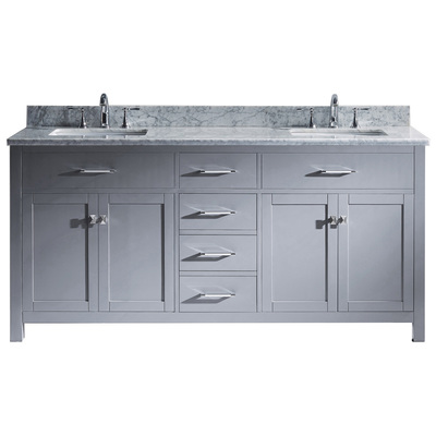 Virtu Bathroom Vanities, Double Sink Vanities, Gray, With Top and Sink, Medium, Transitional, Solid wood frame construction, Freestanding, Bathroom Vanity Set, 840166158869, MD-2072-WMSQ-GR-002-NM