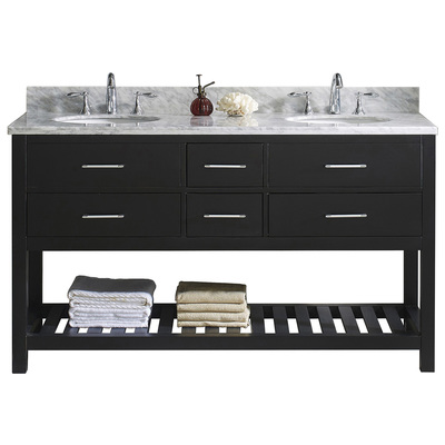 Virtu Bathroom Vanities, Double Sink Vanities, 50-70, Transitional, Dark Brown, With Top and Sink, Dark, Transitional, Solid wood frame construction, Freestanding, Bathroom Vanity Set, 840166149478, MD-2260-WMRO-ES-NM