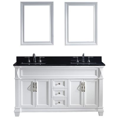 Virtu Bathroom Vanities, Double Sink Vanities, 50-70, Transitional, white, Complete Vanity Sets, Light, Transitional, Black Galaxy Granite, Solid wood frame construction, Freestanding, Bathroom Vanity Set, 840166138687, MD-2660-BGSQ-WH