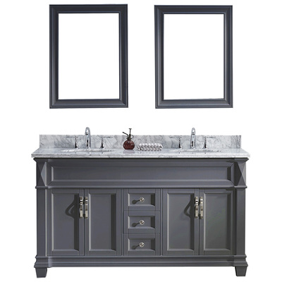 Virtu Bathroom Vanities, Double Sink Vanities, Gray, Complete Vanity Sets, Medium, Transitional, Solid wood frame construction, Freestanding, Bathroom Vanity Set, 840166157213, MD-2660-WMRO-GR-001