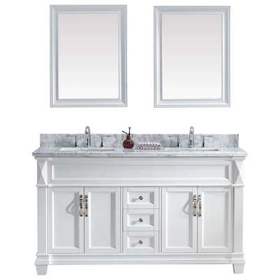 Virtu Bathroom Vanities, Double Sink Vanities, 50-70, Transitional, white, Complete Vanity Sets, Light, Transitional, Italian Carrara White Marble, Solid wood frame construction, Freestanding, Bathroom Vanity Set, 840166110515, MD-2660-WMSQ-WH-001