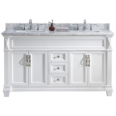 Virtu Bathroom Vanities, Double Sink Vanities, 50-70, Transitional, white, With Top and Sink, Light, Transitional, Solid wood frame construction, Freestanding, Bathroom Vanity Set, 840166149577, MD-2660-WMSQ-WH-NM