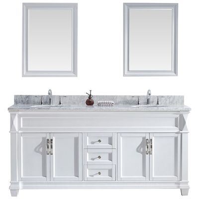 Virtu Bathroom Vanities, Double Sink Vanities, 70-90, Transitional, white, Light, Transitional, Italian Carrara White Marble, Solid wood frame construction, Freestanding, Bathroom Vanity Set, 840166123171, MD-2672-WMRO-WH