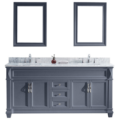 Virtu Bathroom Vanities, Double Sink Vanities, 70-90, Transitional, Gray, Complete Vanity Sets, Medium, Transitional, Solid wood frame construction, Freestanding, Bathroom Vanity Set, 840166123461, MD-2672-WMSQ-GR