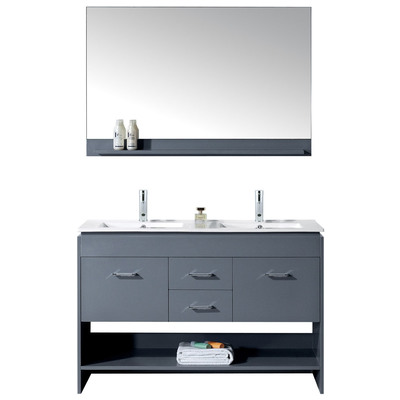 Virtu Bathroom Vanities, Double Sink Vanities, 40-50, Modern, Gray, Medium, Modern, Solid wood frame construction, Freestanding, Bathroom Vanity Set, 840166151044, MD-423-THNB-GR
