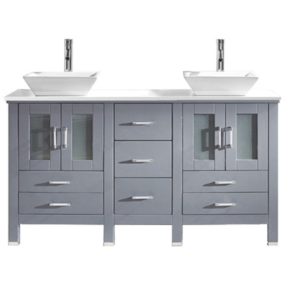 Virtu Bathroom Vanities, Double Sink Vanities, Gray, With Top and Sink, Medium, Modern, Solid wood frame construction, Freestanding, Bathroom Vanity Set, 840166149744, MD-4305-S-GR-NM