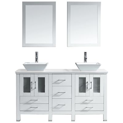 Virtu Bathroom Vanities, Double Sink Vanities, 50-70, Modern, white, Complete Vanity Sets, Light, Modern, White Engineered Stone, Solid wood frame construction, Freestanding, Bathroom Vanity Set, 840166124611, MD-4305-S-WH