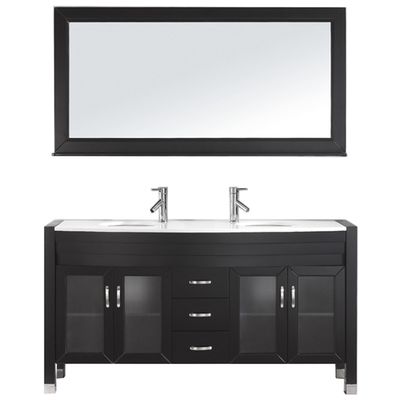 Virtu Bathroom Vanities, Double Sink Vanities, 50-70, Modern, Dark Brown, Dark, Modern, White Engineered Stone, Solid wood frame construction, Freestanding, Bathroom Vanity Set, 840166101780, MD-499-S-ES