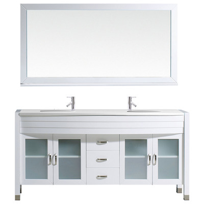 Virtu Bathroom Vanities, Double Sink Vanities, 50-70, Modern, white, Complete Vanity Sets, Light, Modern, White Engineered Stone, Solid wood frame construction, Freestanding, Bathroom Vanity Set, 840166124895, MD-499-S-WH-001