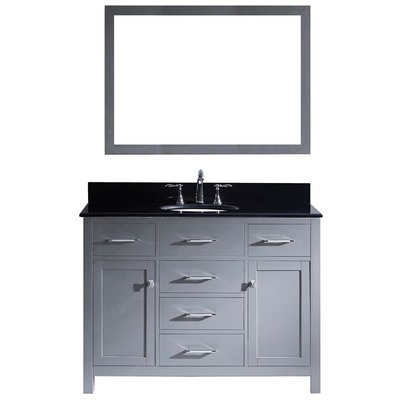 Virtu Bathroom Vanities, Single Sink Vanities, 40-50, Transitional, Gray, Complete Vanity Sets, Medium, Transitional, Black Galaxy Granite, Solid wood frame construction, Freestanding, Bathroom Vanity Set, 840166139066, MS-2048-BGRO-GR-002