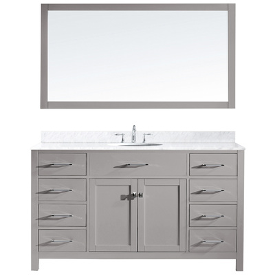 Virtu Bathroom Vanities, Single Sink Vanities, 50-70, Transitional, Gray, Complete Vanity Sets, Light, Transitional, Solid wood frame construction, Freestanding, Bathroom Vanity Set, 840166155547, MS-2060-WMRO-CG
