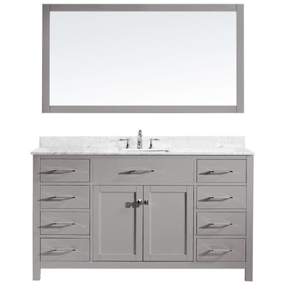 Virtu Bathroom Vanities, Single Sink Vanities, 50-70, Transitional, Gray, Complete Vanity Sets, Light, Transitional, Solid wood frame construction, Freestanding, Bathroom Vanity Set, 840166155554, MS-2060-WMSQ-CG