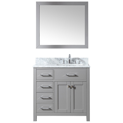 Virtu Bathroom Vanities, Single Sink Vanities, 30-40, Transitional, Gray, Complete Vanity Sets, Light, Transitional, Solid wood frame construction, Freestanding, Bathroom Vanity Set, 840166153321, MS-2136L-WMSQ-CG