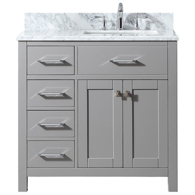 Virtu Bathroom Vanities, Single Sink Vanities, 30-40, Transitional, Gray, With Top and Sink, Light, Transitional, Solid wood frame construction, Freestanding, Bathroom Vanity Set, 840166153352, MS-2136L-WMSQ-CG-NM