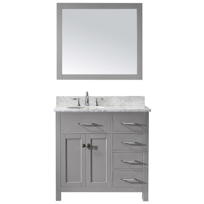 Virtu Bathroom Vanities, Single Sink Vanities, 30-40, Transitional, Gray, Light, Transitional, Solid wood frame construction, Freestanding, Bathroom Vanity Set, 840166153376, MS-2136R-WMRO-CG-001