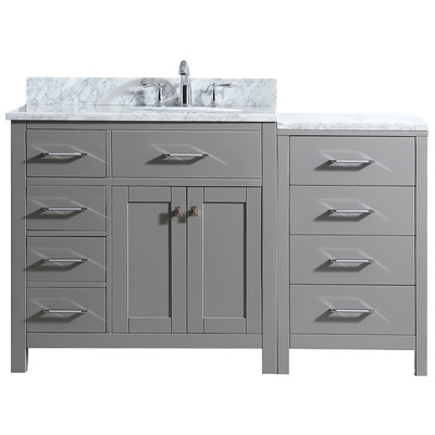 Virtu Bathroom Vanities, Single Sink Vanities, Gray, With Top and Sink, Light, Transitional, Solid wood frame construction, Freestanding, Bathroom Vanity Set, 840166108574, MS-2157L-WMRO-CG-002-NM