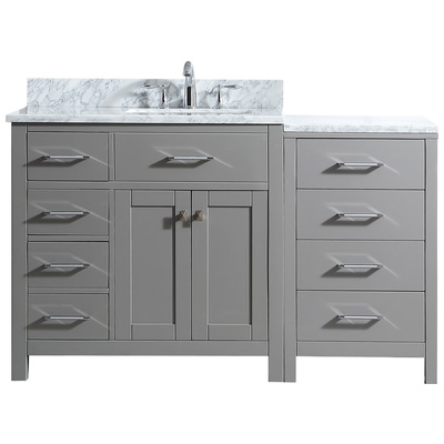 Virtu Bathroom Vanities, Single Sink Vanities, 50-70, Transitional, Gray, With Top and Sink, Light, Transitional, Solid wood frame construction, Freestanding, Bathroom Vanity Set, 840166111680, MS-2157L-WMSQ-CG-NM