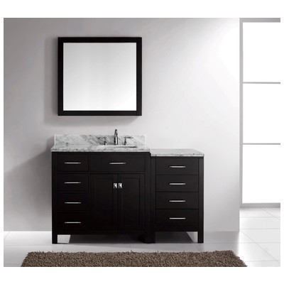 Virtu Bathroom Vanities, Single Sink Vanities, 50-70, Transitional, Dark Brown, Complete Vanity Sets, Dark, Transitional, Italian Carrara White Marble, Solid wood frame construction, Freestanding, Bathroom Vanity Set, 840166114469, MS-2157L-WMSQ-ES-0