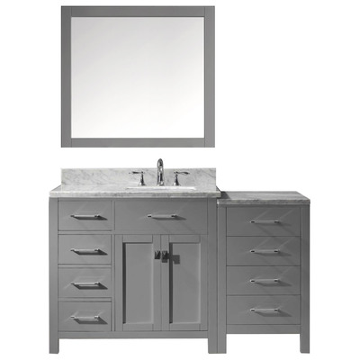 Virtu Bathroom Vanities, Single Sink Vanities, 50-70, Transitional, Gray, Complete Vanity Sets, Medium, Transitional, Black Galaxy Granite, Solid wood frame construction, Freestanding, Bathroom Vanity Set, 840166111109, MS-2157L-WMSQ-GR-001