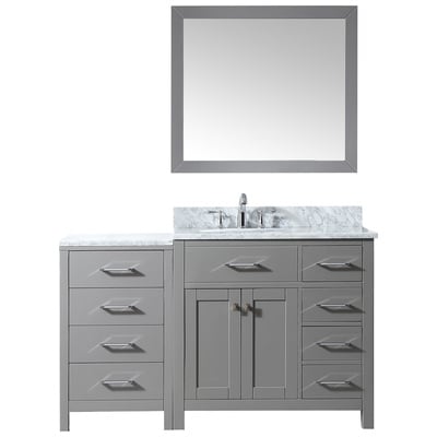 Virtu Bathroom Vanities, Single Sink Vanities, 50-70, Transitional, Gray, Complete Vanity Sets, Light, Transitional, Solid wood frame construction, Freestanding, Bathroom Vanity Set, 840166111956, MS-2157R-WMRO-CG