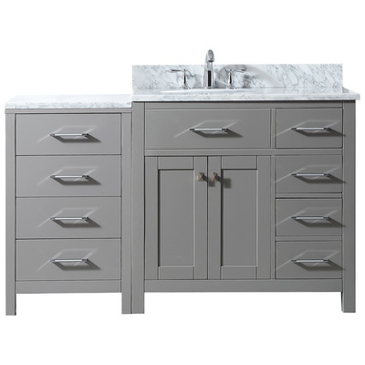 Virtu Bathroom Vanities, Single Sink Vanities, Gray, With Top and Sink, Light, Transitional, Solid wood frame construction, Freestanding, Bathroom Vanity Set, 840166112847, MS-2157R-WMRO-CG-002-NM