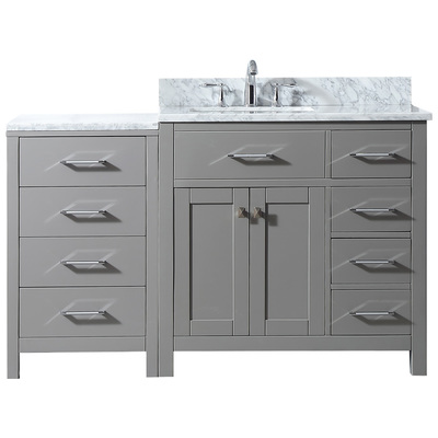 Virtu Bathroom Vanities, Single Sink Vanities, Gray, With Top and Sink, Light, Transitional, Solid wood frame construction, Freestanding, Bathroom Vanity Set, 840166111734, MS-2157R-WMSQ-CG-002-NM