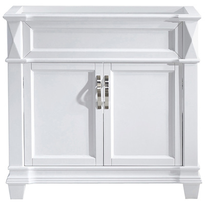 Virtu Bathroom Vanities, Single Sink Vanities, 30-40, Transitional, white, Cabinets Only, Light, Transitional, Solid wood frame construction, Freestanding, Bathroom Vanity Cabinet, 816729016495, MS-2636-CAB-WH