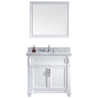 Virtu Bathroom Vanities, Single Sink Vanities, 30-40, Transitional, white, Light, Transitional, Italian Carrara White Marble, Solid wood frame construction, Freestanding, Bathroom Vanity Set, 840166123294, MS-2636-WMRO-WH