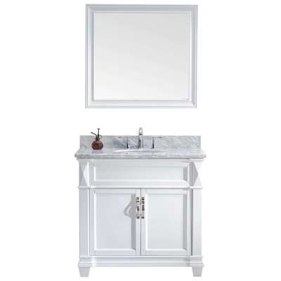 Virtu Bathroom Vanities, Single Sink Vanities, 30-40, Transitional, white, Complete Vanity Sets, Light, Transitional, Italian Carrara White Marble, Solid wood frame construction, Freestanding, Bathroom Vanity Set, 840166123300, MS-2636-WMRO-WH-001