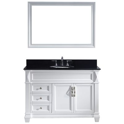 Virtu Bathroom Vanities, Single Sink Vanities, 40-50, Transitional, white, Light, Transitional, Black Galaxy Granite, Solid wood frame construction, Freestanding, Bathroom Vanity Set, 840166140482, MS-2648-BGRO-WH-001