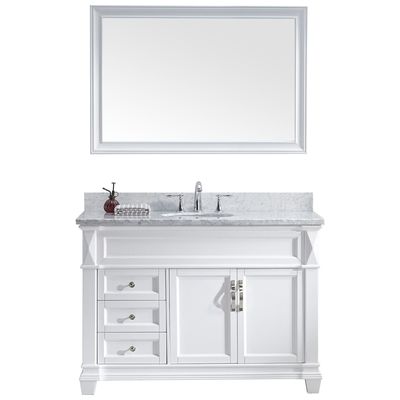 Virtu Bathroom Vanities, Single Sink Vanities, 40-50, Transitional, white, Light, Transitional, Italian Carrara White Marble, Solid wood frame construction, Freestanding, Bathroom Vanity Set, 816729019717, MS-2648-WMRO-WH