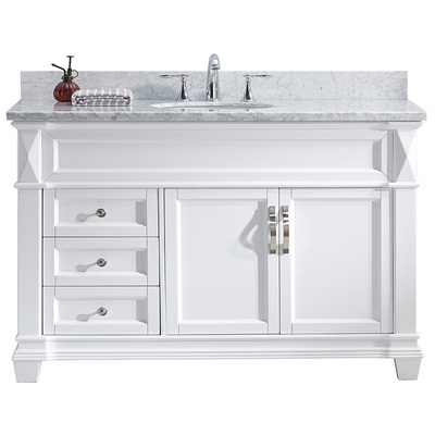 Virtu Bathroom Vanities, Single Sink Vanities, 40-50, Transitional, white, With Top and Sink, Light, Transitional, Solid wood frame construction, Freestanding, Bathroom Vanity Set, 840166150238, MS-2648-WMRO-WH-NM