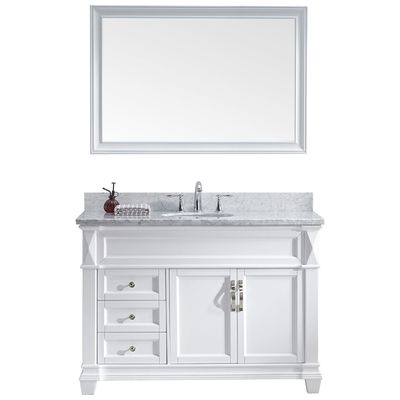 Virtu Bathroom Vanities, Single Sink Vanities, 40-50, Transitional, white, Light, Transitional, Italian Carrara White Marble, Solid wood frame construction, Freestanding, Bathroom Vanity Set, 816729019731, MS-2648-WMSQ-WH