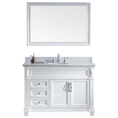 Virtu Bathroom Vanities, Single Sink Vanities, 40-50, Transitional, white, Complete Vanity Sets, Light, Transitional, Italian Carrara White Marble, Solid wood frame construction, Freestanding, Bathroom Vanity Set, 840166111512, MS-2648-WMSQ-WH-001