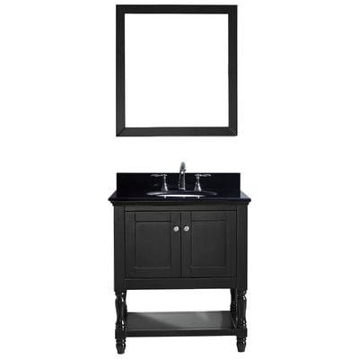 Virtu Bathroom Vanities, Single Sink Vanities, 30-40, Transitional, Dark Brown, Dark, Transitional, Black Galaxy Granite, Solid wood frame construction, Freestanding, Bathroom Vanity Set, 840166128879, MS-3132-BGRO-ES