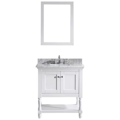 Virtu Bathroom Vanities, Single Sink Vanities, 30-40, Transitional, white, Light, Transitional, Italian Carrara White Marble, Solid wood frame construction, Freestanding, Bathroom Vanity Set, 840166129388, MS-3132-WMSQ-WH