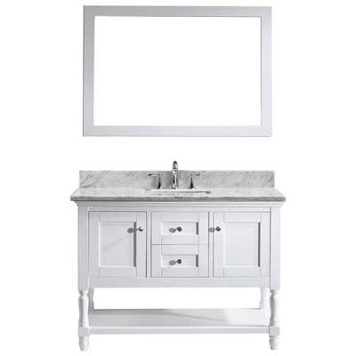 Virtu Bathroom Vanities, Single Sink Vanities, 40-50, Transitional, white, Complete Vanity Sets, Light, Transitional, Italian Carrara White Marble, Solid wood frame construction, Freestanding, Bathroom Vanity Set, 840166130834, MS-3148-WMSQ-WH-001