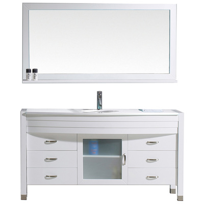 Virtu Bathroom Vanities, Single Sink Vanities, Glass, white, Complete Vanity Sets, Light, Modern, Solid wood frame construction, Freestanding, Bathroom Vanity Set, 840166100813, MS-5061-S-WH-001