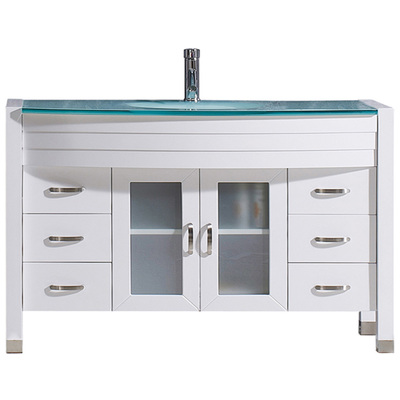 Bathroom Vanities Virtu Ava Solid wood frame construction White Light Freestanding MS-509-G-WH-NM 840166150511 Bathroom Vanity Set Single Sink Vanities Glass white With Top and Sink 25 