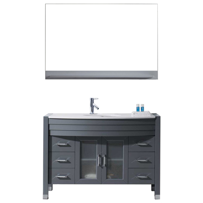 Virtu Bathroom Vanities, Single Sink Vanities, 40-50, Modern, Gray, Complete Vanity Sets, Medium, Modern, White Engineered Stone, Solid wood frame construction, Freestanding, Bathroom Vanity Set, 840166126127, MS-509-S-GR
